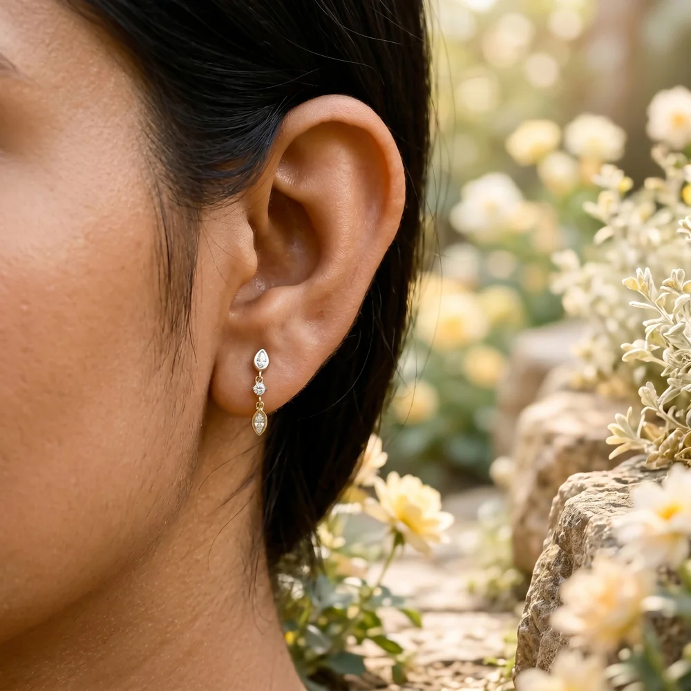Bulk 9Kt Gold Drop Earrings with Lab Grown Diamond Bulk 9Kt Gold Drop Earrings with Lab Grown Diamond