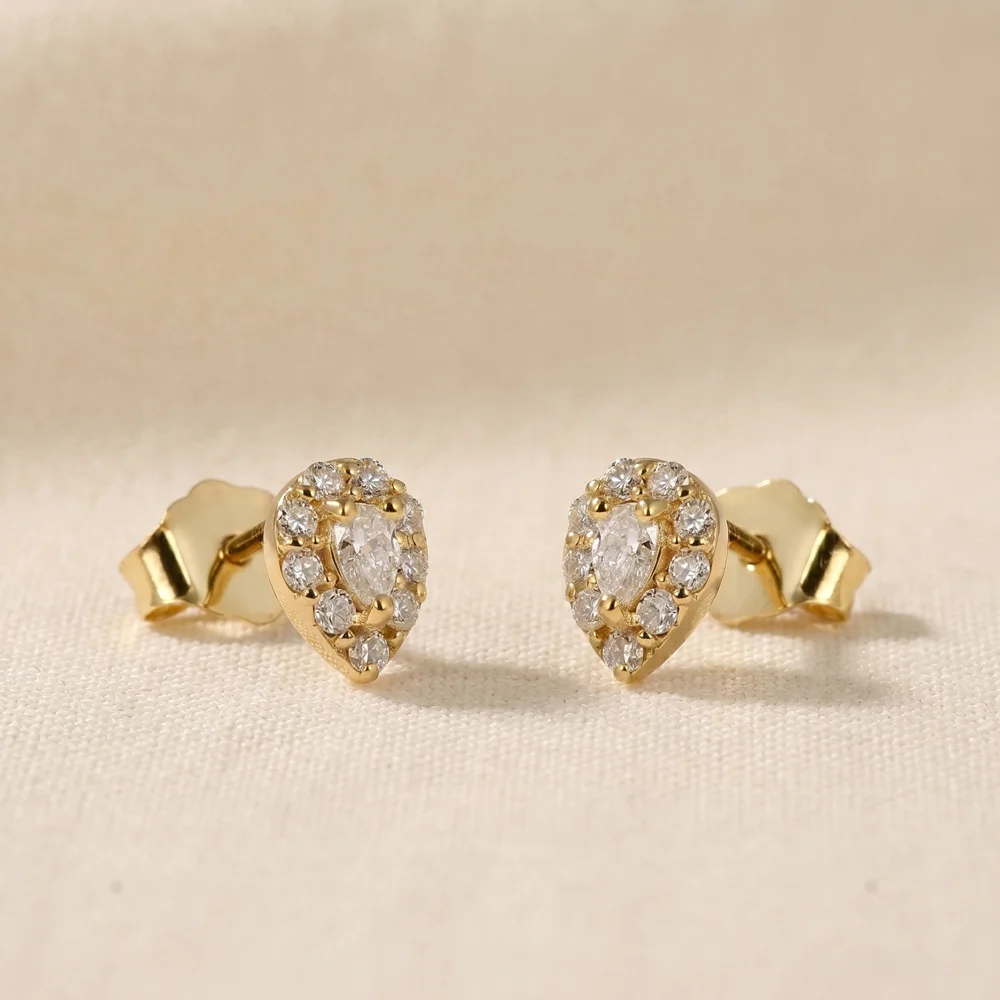 Bulk 9Kt Yellow Solid Gold Studs with Lab Grown Diamond