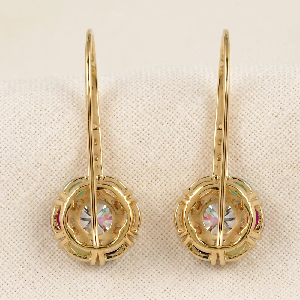 Lab Grown Diamond Multi Gemstone Gold Earrings Lab Grown Diamond Multi Gemstone Gold Earrings