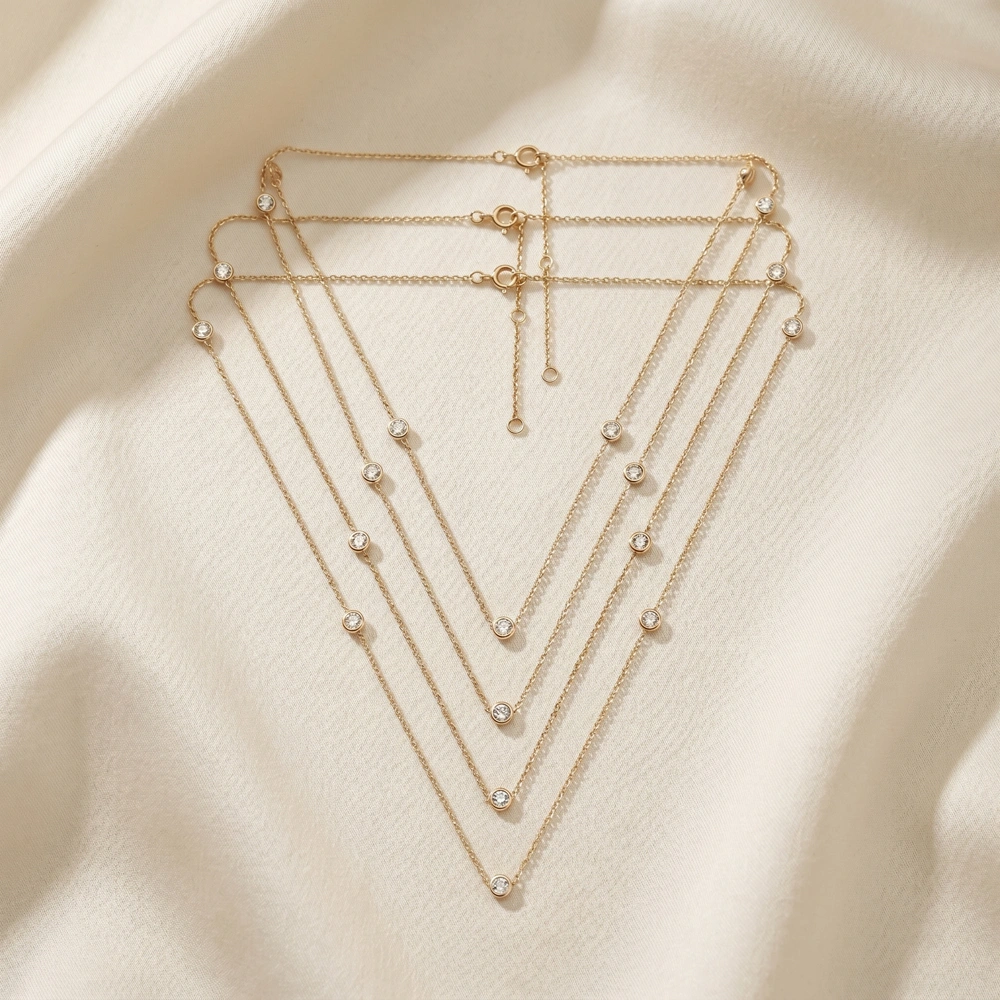 9Kt Yellow Gold Chain Necklace with Lab Grown Diamond