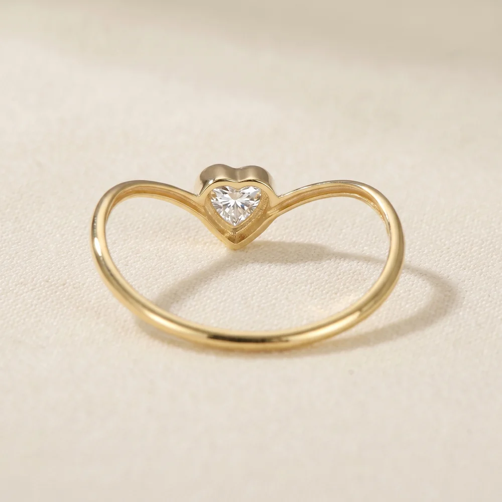 10Kt Solid Yellow Gold Delicate Ring with Lab Grown Diamond 10Kt Solid Yellow Gold Delicate Ring with Lab Grown Diamond