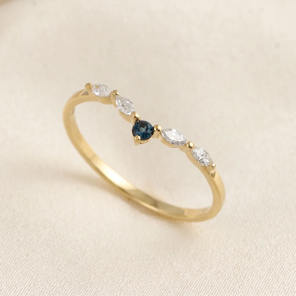 London Blue Topaz Yellow Gold Ring With Lab Grown Diamond