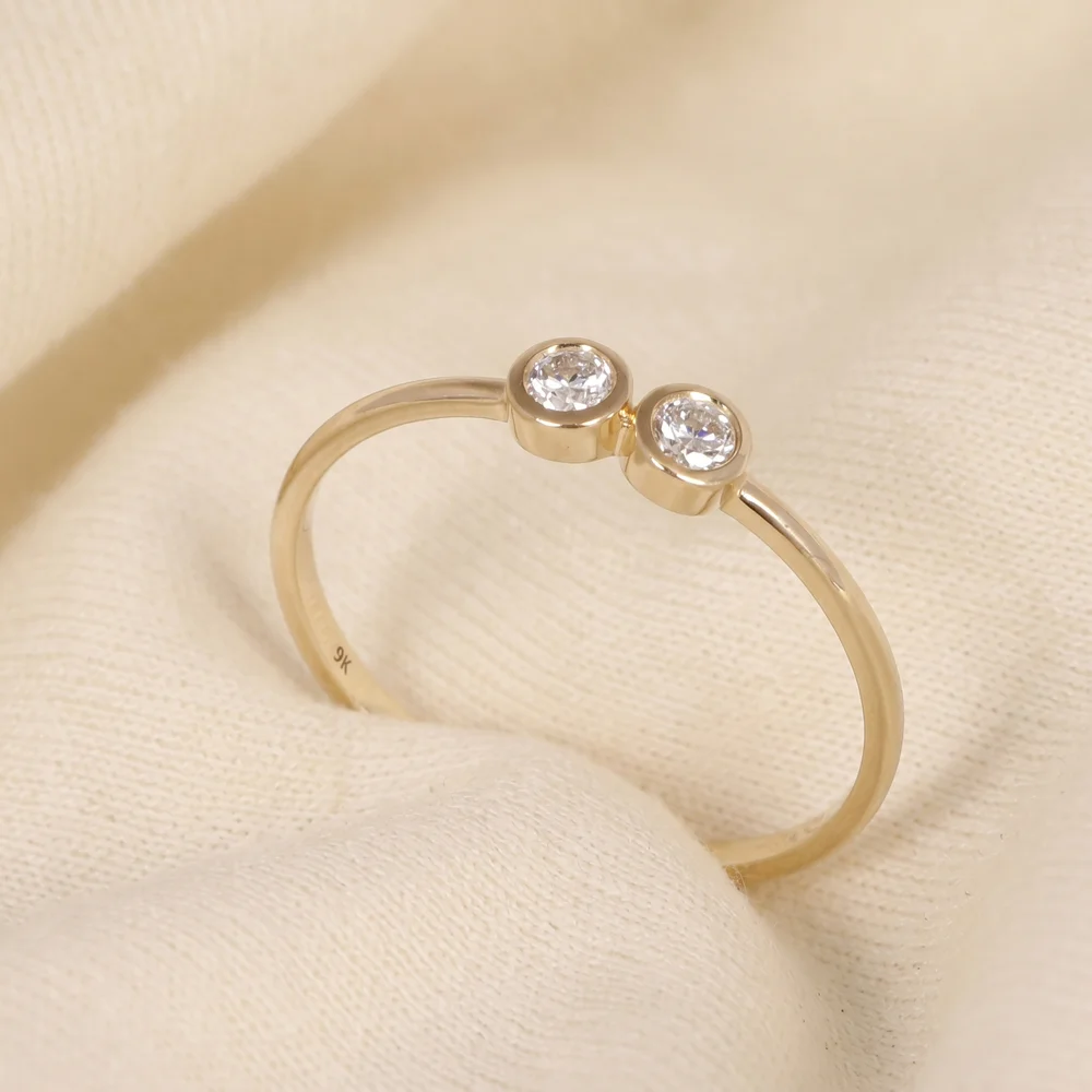 Eco Friendly Yellow Gold Delicate Ring With Lab Grown Diamond