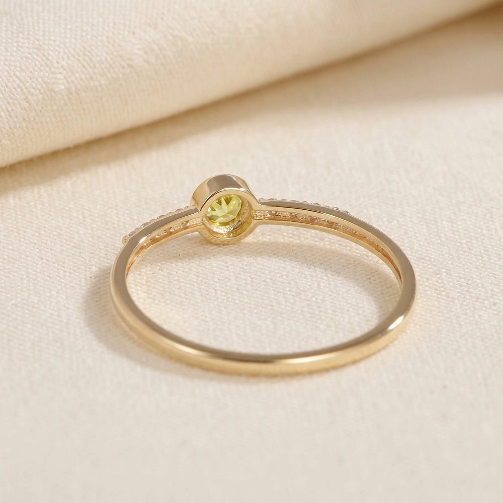 Yellow Gold Ring With Lab Grown Diamond, Yellow Sapphire Yellow Gold Ring With Lab Grown Diamond, Yellow Sapphire