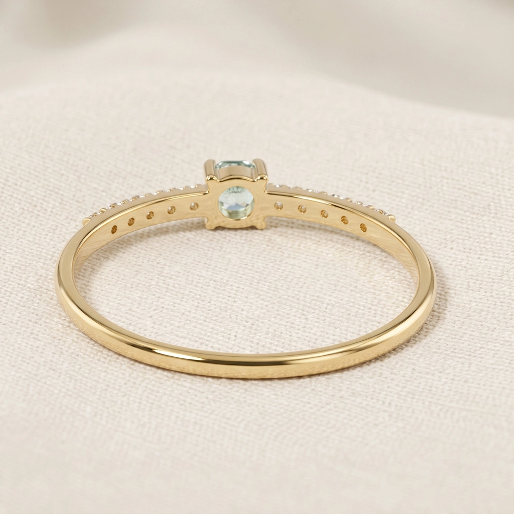 9Kt Gold Ring With Lab Grown Diamond, Paraiba Tourmaline