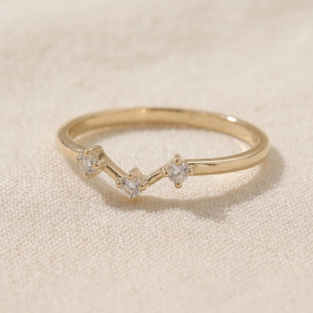 Lab Grown Diamond Delicate Ring In 9Kt Solid Yellow Gold Lab Grown Diamond Delicate Ring In 9Kt Solid Yellow Gold
