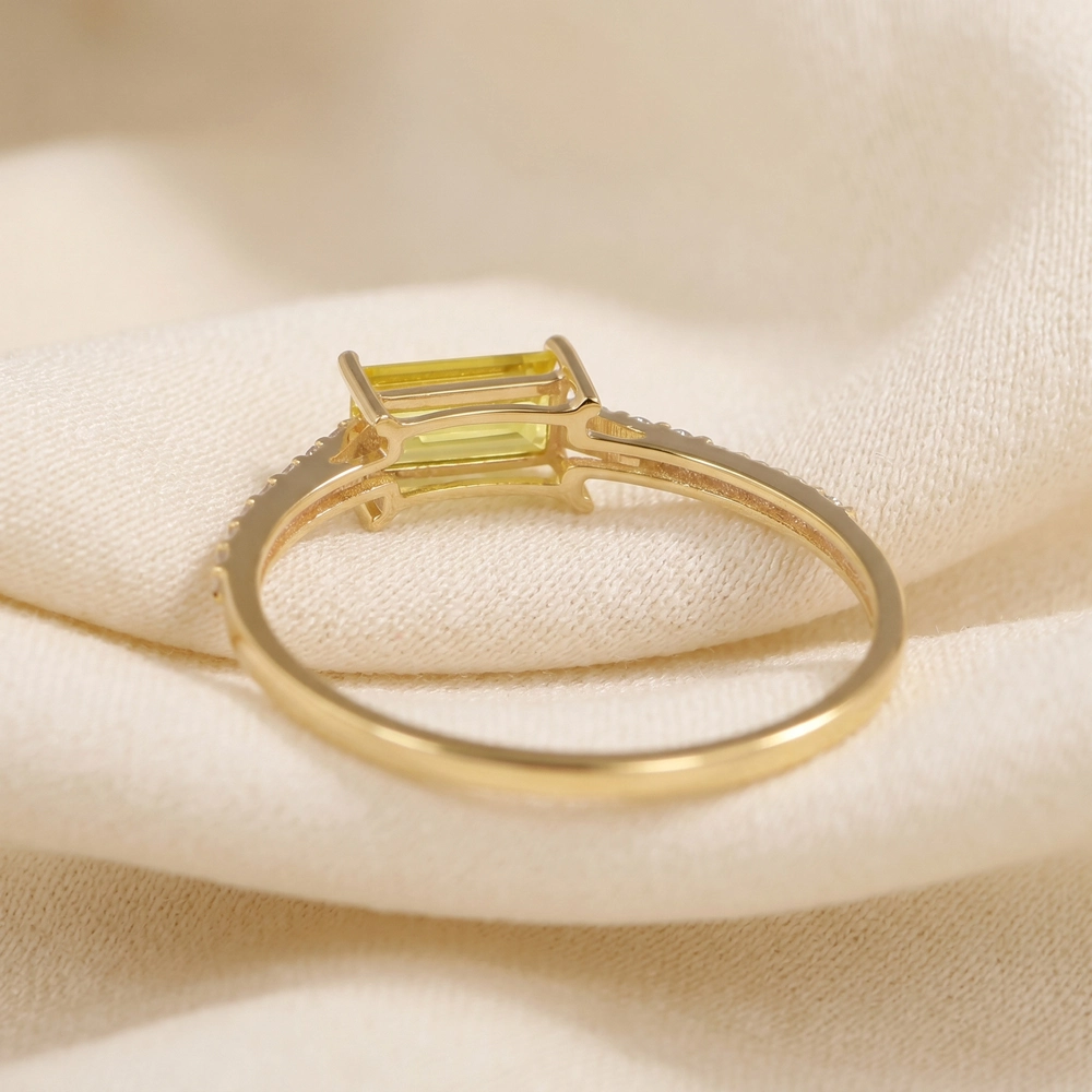Yellow Gold Ring With Lab Grown Yellow Sapphire, Diamond