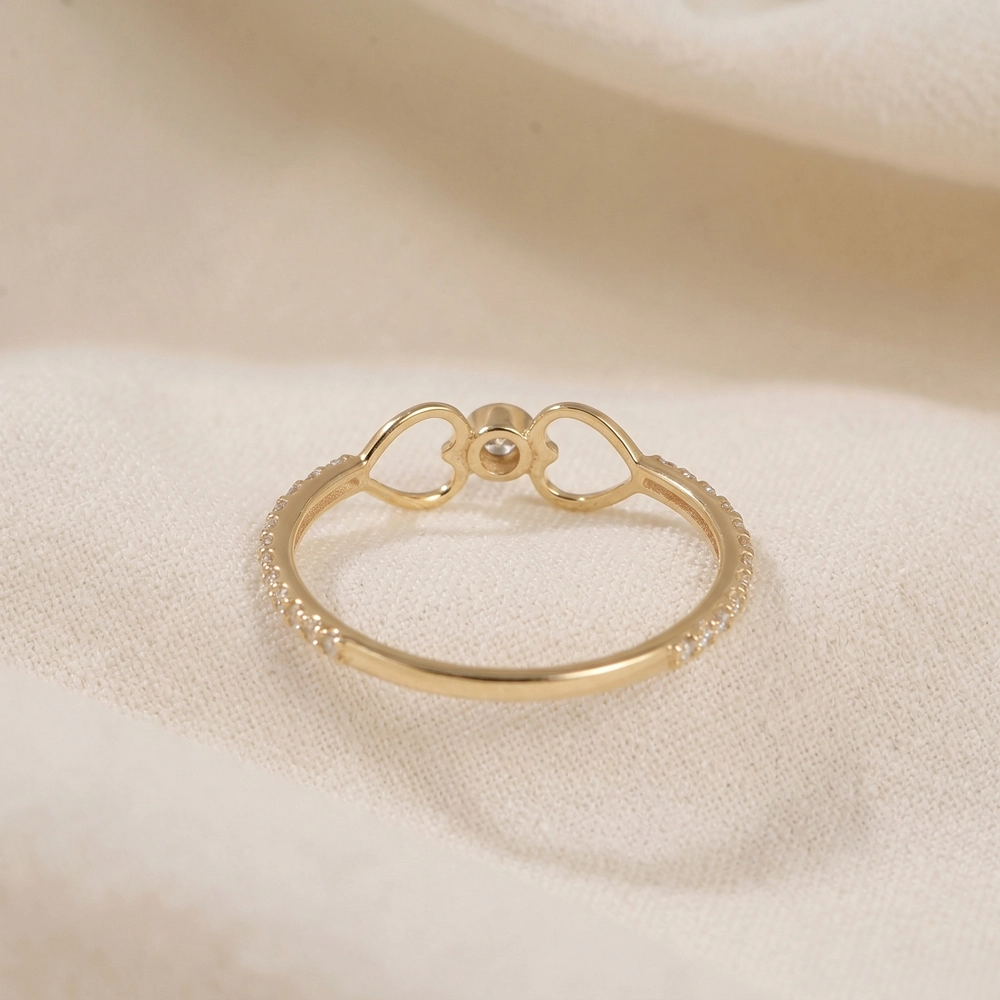 Elegant Yellow Gold Heart Ring With Lab Grown Diamond Elegant Yellow Gold Heart Ring With Lab Grown Diamond