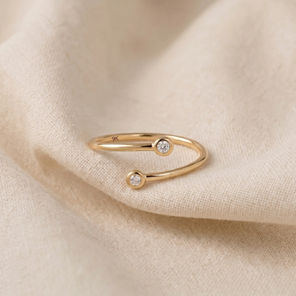 Yellow Gold Bypass Ring With Lab Grown Diamond Yellow Gold Bypass Ring With Lab Grown Diamond