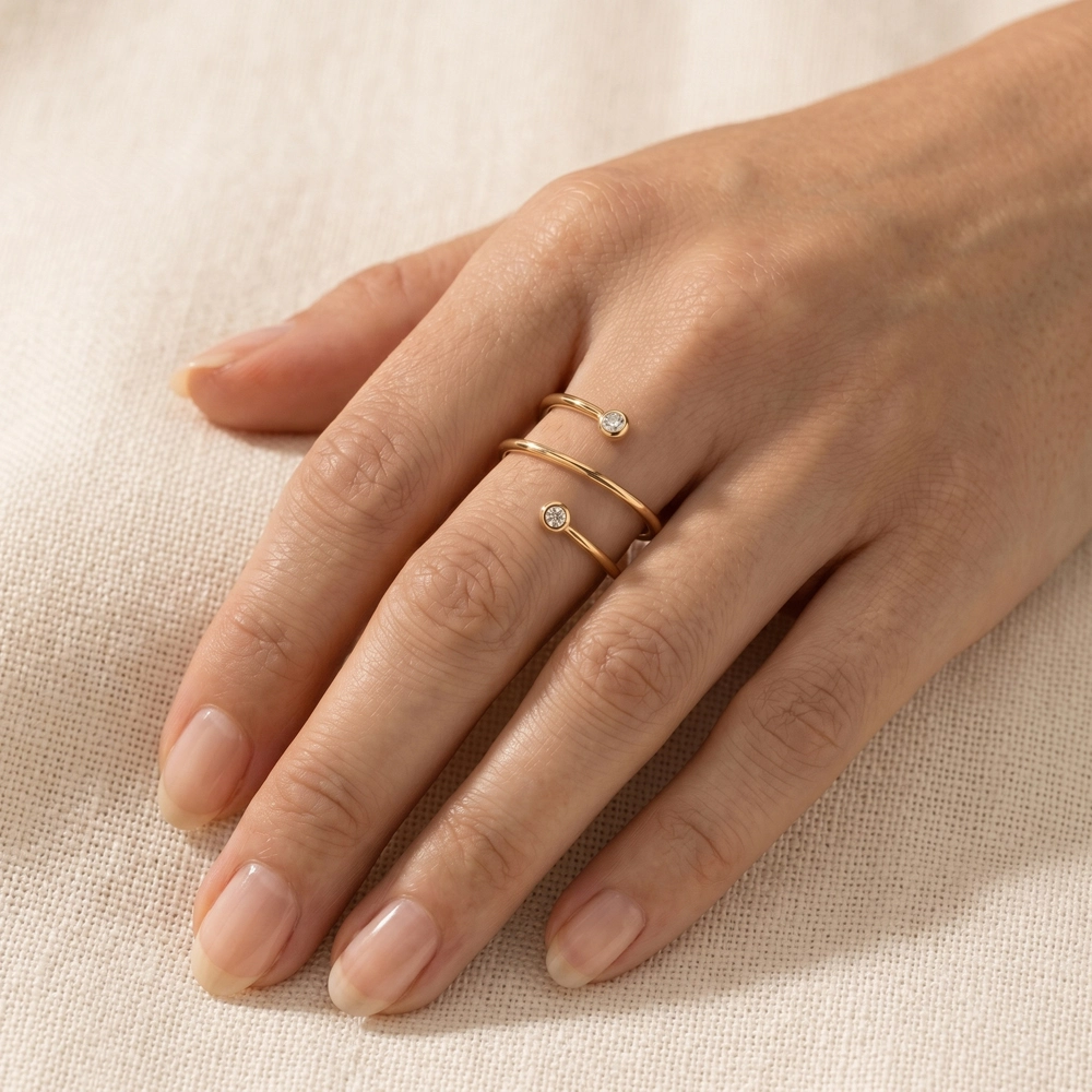 9Kt Yellow Gold Bypass Ring With Lab Grown Diamond 9Kt Yellow Gold Bypass Ring With Lab Grown Diamond