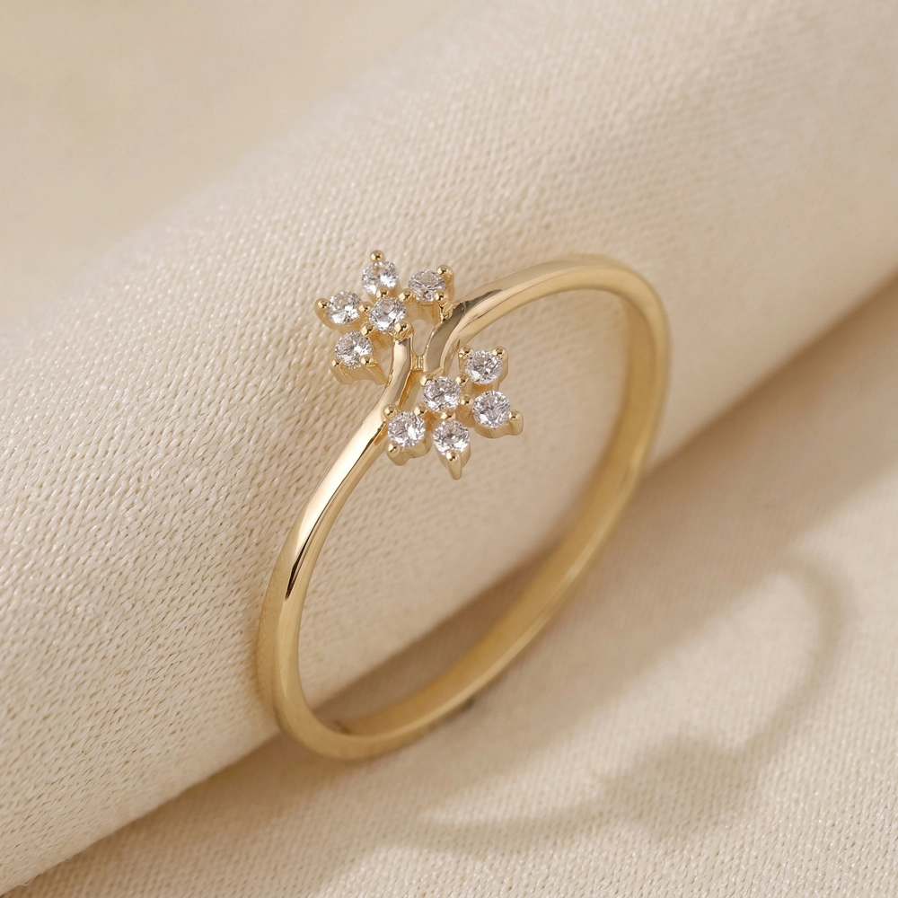 Lab Grown Diamond Yellow Gold Delicate Ring Production Lab Grown Diamond Yellow Gold Delicate Ring Production