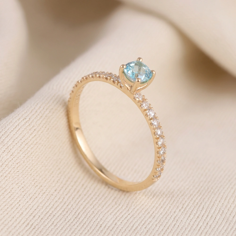 Lab Grown Diamond And Paraiba Tourmaline Solid Gold Ring Lab Grown Diamond And Paraiba Tourmaline Solid Gold Ring