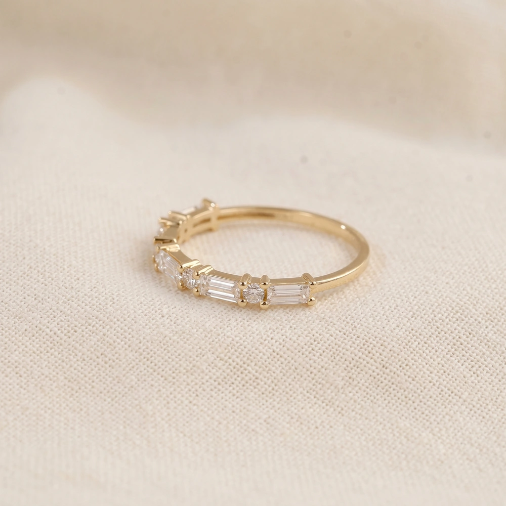 Handcrafted 9 Kt Yellow Gold Ring With Lab Grown Diamond