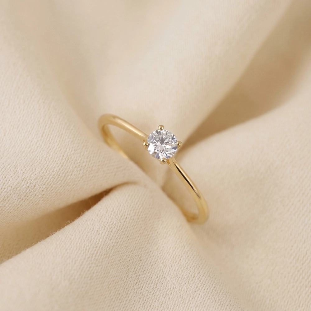 Handcrafted 9Kt Gold Solitaire Ring With Lab Grown Diamond