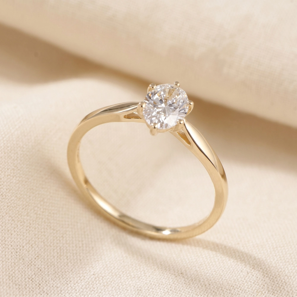 Handcrafted 9 Kt Gold Ring With Lab Grown Diamond Handcrafted 9 Kt Gold Ring With Lab Grown Diamond