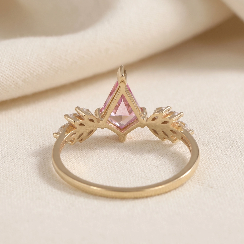 Lab Grown Padparadscha Sapphire, Diamond 9Kt Yellow Gold Ring