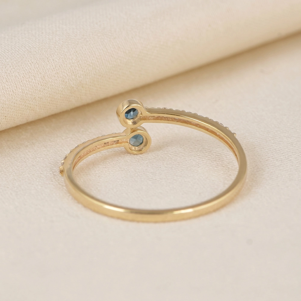 London Blue Topaz 9Kt Yellow Gold Ring With Lab Grown Diamond London Blue Topaz 9Kt Yellow Gold Ring With Lab Grown Diamond