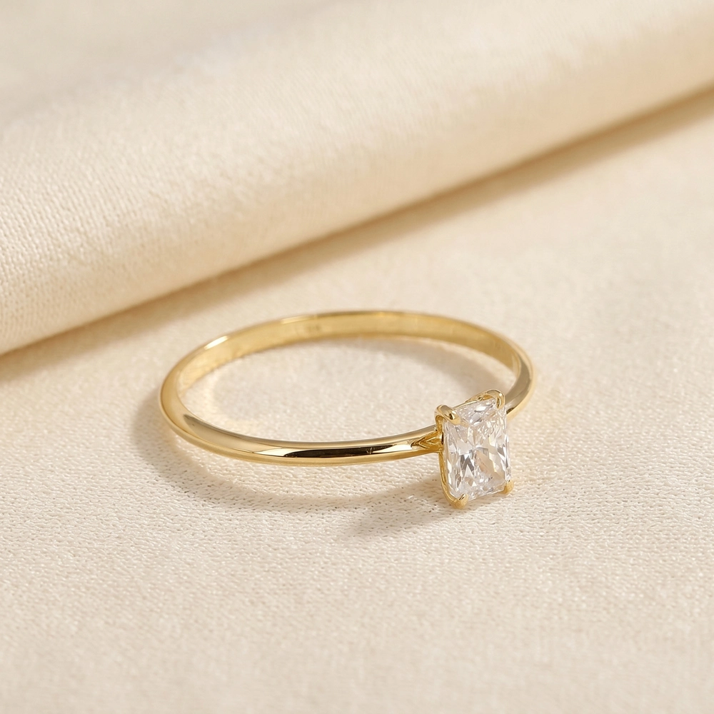 Lab Grown Diamond Handcrafted Solitaire Yellow Gold Ring Lab Grown Diamond Handcrafted Solitaire Yellow Gold Ring