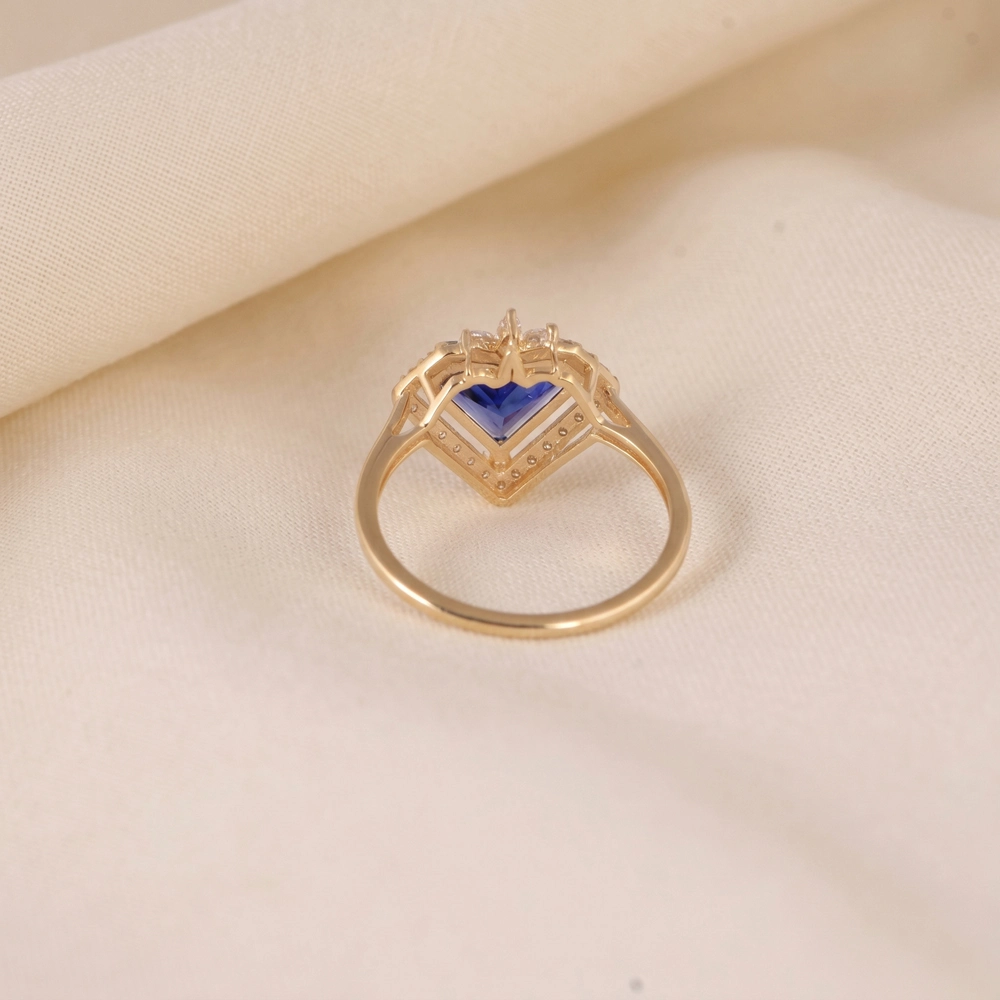 Lab Grown Diamond Royal Blue Sapphire Solid Gold Ring Lab Grown Diamond Royal Blue Sapphire Solid Gold Ring