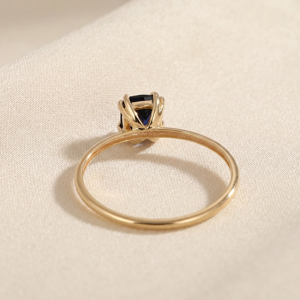 Handcrafted 9 Kt Gold Ring With Lab Grown Royal Blue Sapphire Handcrafted 9 Kt Gold Ring With Lab Grown Royal Blue Sapphire