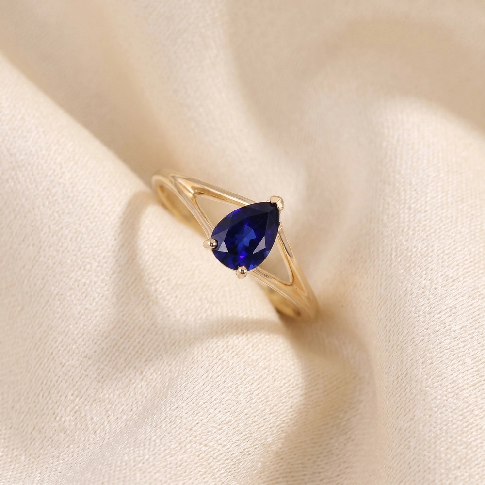 Lab Grown Blue Sapphire 9Kt Yellow Gold Ring Handcrafted Lab Grown Blue Sapphire 9Kt Yellow Gold Ring Handcrafted