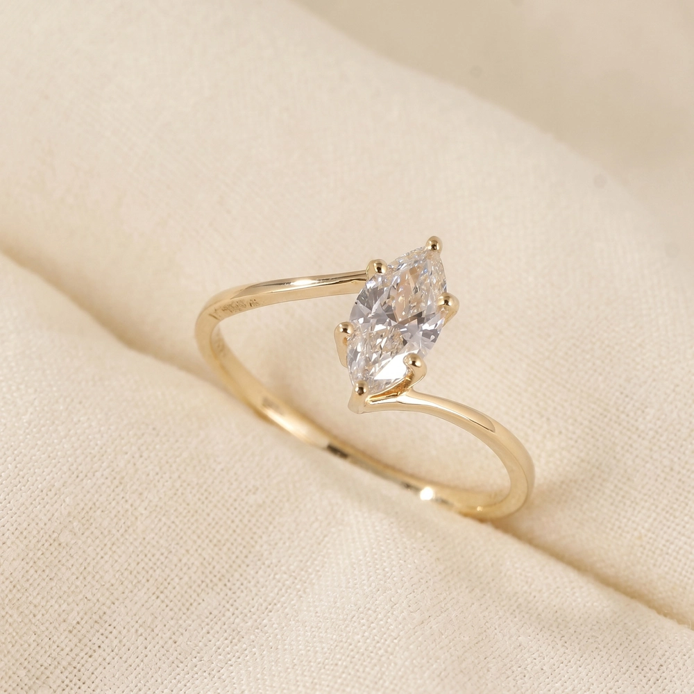 Handcrafted 10 Kt Yellow Gold Ring With Lab Grown Diamond Handcrafted 10 Kt Yellow Gold Ring With Lab Grown Diamond