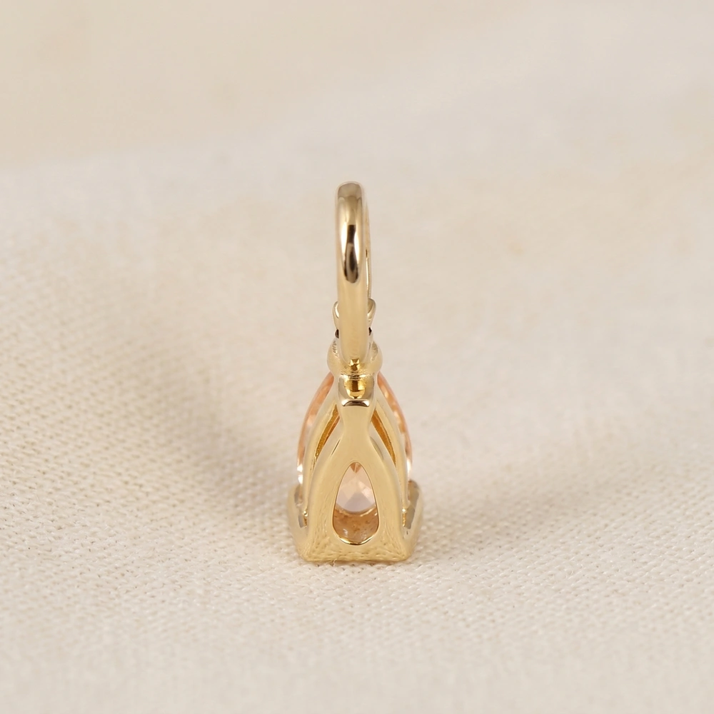 9KT Yellow Gold Pear Shape Lab Grown Morganite Drop Charm 9KT Yellow Gold Pear Shape Lab Grown Morganite Drop Charm