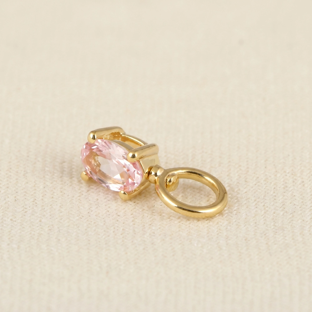 9KT Yellow Gold Oval Lab Grown Padparadscha Sapphire Charm 9KT Yellow Gold Oval Lab Grown Padparadscha Sapphire Charm