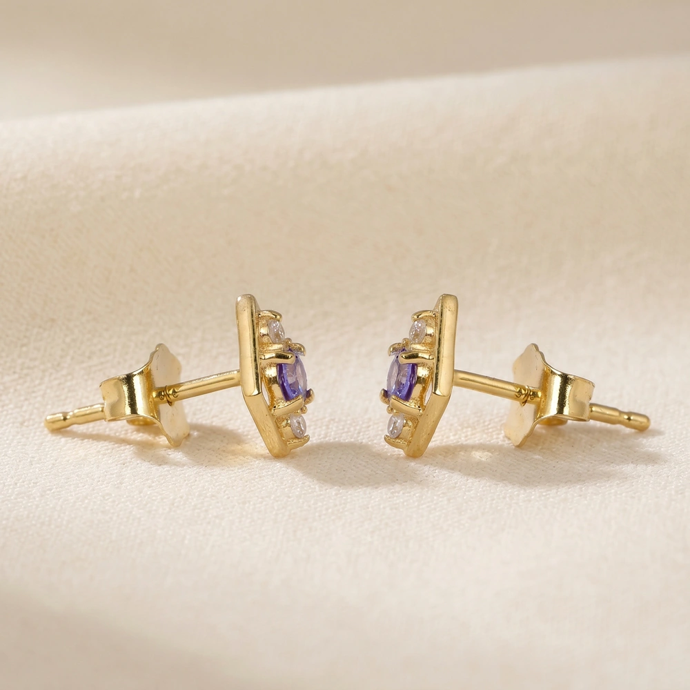 Bulk Tanzanite and Lab Grown Diamond Earrings 9kt Gold Bulk Tanzanite and Lab Grown Diamond Earrings 9kt Gold