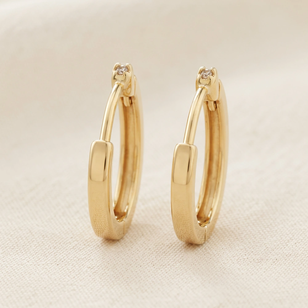 Unique Lab Grown Diamond Earrings in Yellow Gold 14kt Unique Lab Grown Diamond Earrings in Yellow Gold 14kt