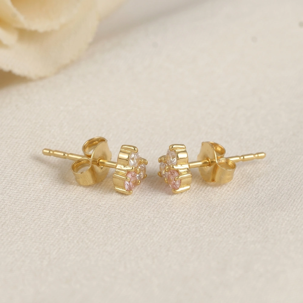 Lab Grown Diamond Padparadscha Sapphire Earrings 9kt Gold Lab Grown Diamond Padparadscha Sapphire Earrings 9kt Gold