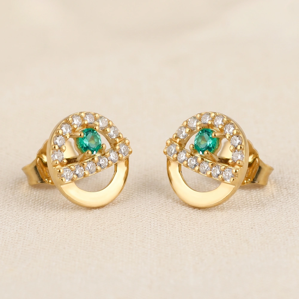 Lab Grown Diamond Columbia Emerald Earrings 9Kt Gold Lab Grown Diamond Columbia Emerald Earrings 9Kt Gold
