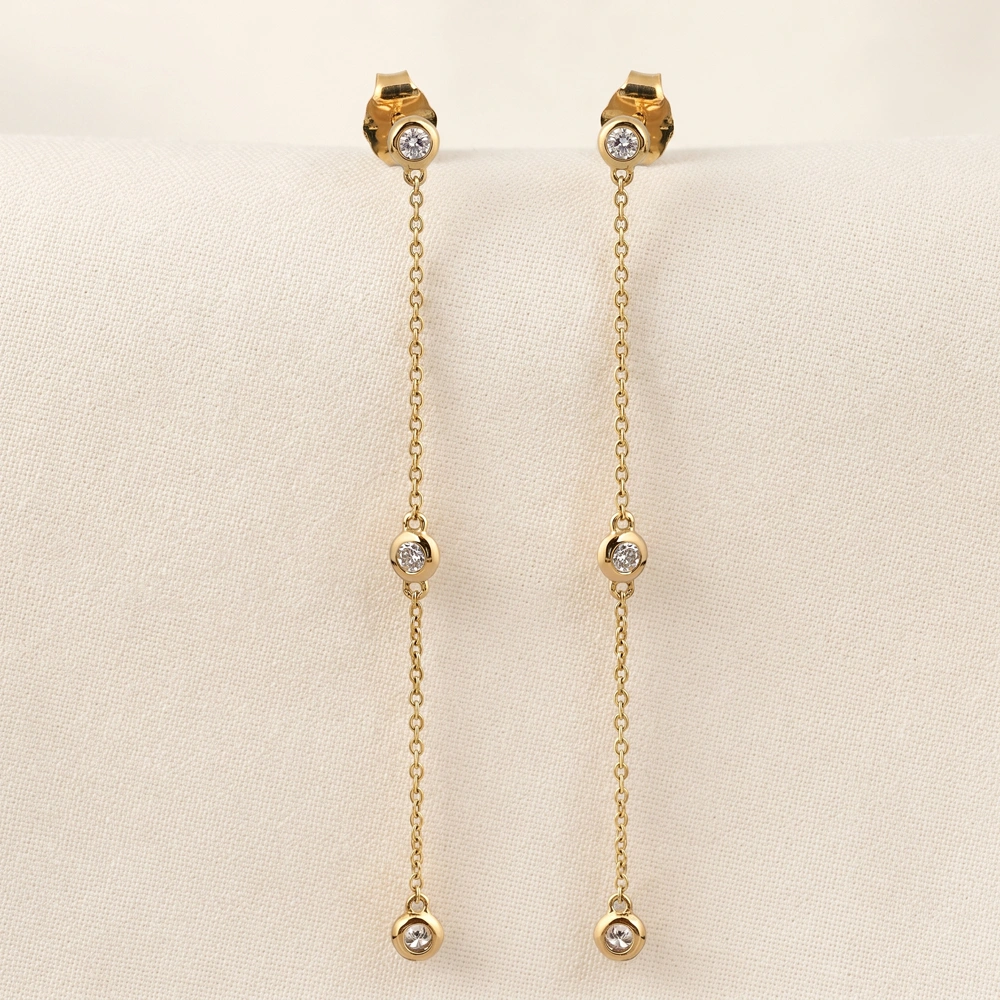 Bulk 9Kt Yellow Gold Dangle Earrings with Lab Grown Diamond Bulk 9Kt Yellow Gold Dangle Earrings with Lab Grown Diamond