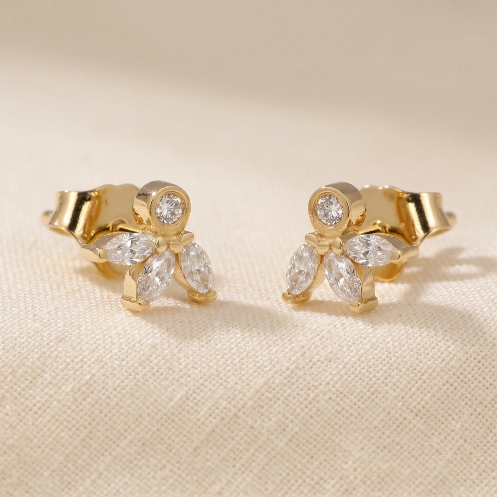 9kt Solid Yellow Gold Earrings with Lab Grown Diamond