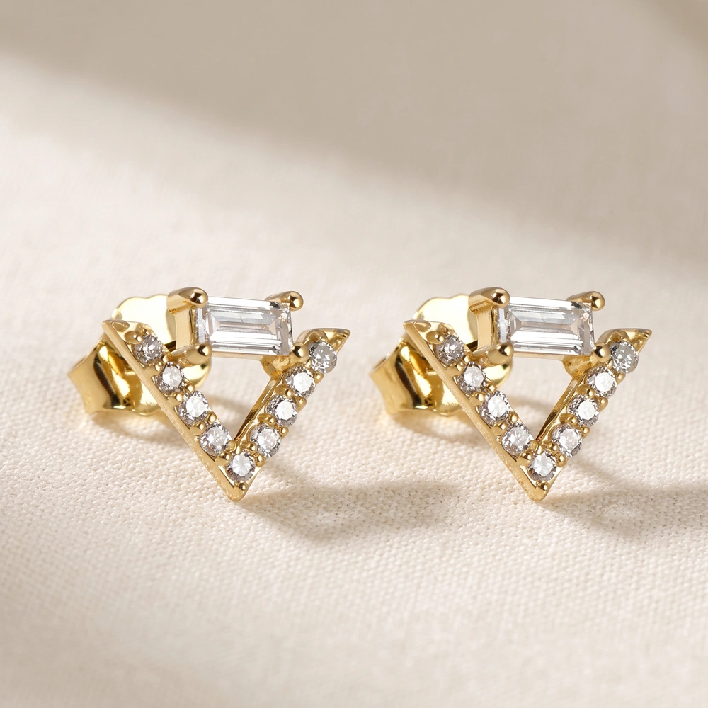 9Kt Yellow Gold Solid Earrings with Lab Grown Diamond Bulk