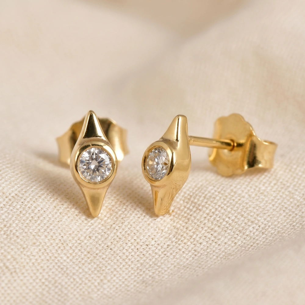 Handcrafted 9Kt Yellow Gold Studs with Lab Grown Diamond Handcrafted 9Kt Yellow Gold Studs with Lab Grown Diamond