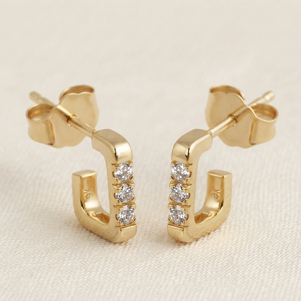 Sustainable 9Kt Yellow Gold Earrings with Lab Grown Diamond