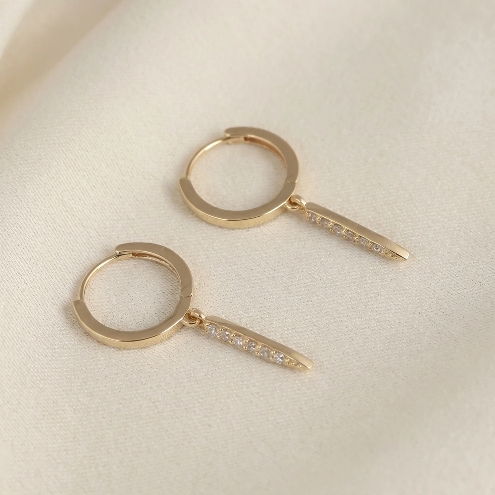 9Kt Solid Yellow Gold Huggies Earrings with Lab Grown Diamond 9Kt Solid Yellow Gold Huggies Earrings with Lab Grown Diamond