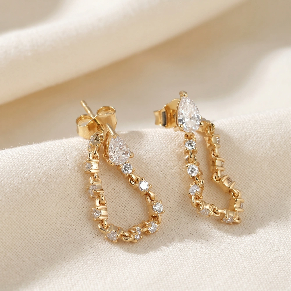 9Kt Yellow Gold Drop Earrings with Lab Grown Diamond 9Kt Yellow Gold Drop Earrings with Lab Grown Diamond