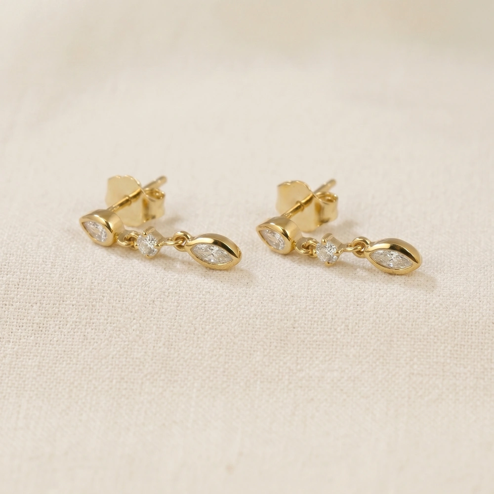 Bulk 9Kt Gold Drop Earrings with Lab Grown Diamond Bulk 9Kt Gold Drop Earrings with Lab Grown Diamond