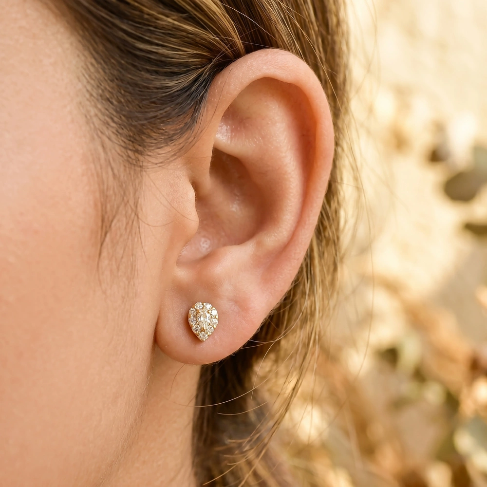 Bulk 9Kt Yellow Solid Gold Studs with Lab Grown Diamond
