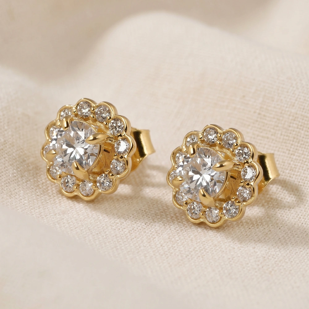 Wholesale Elegant Gold Studs with Lab Grown Diamond