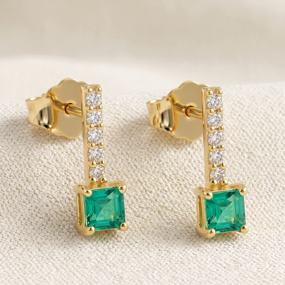 9Kt Yellow Gold Earrings with Lab Grown Diamond 9Kt Yellow Gold Earrings with Lab Grown Diamond