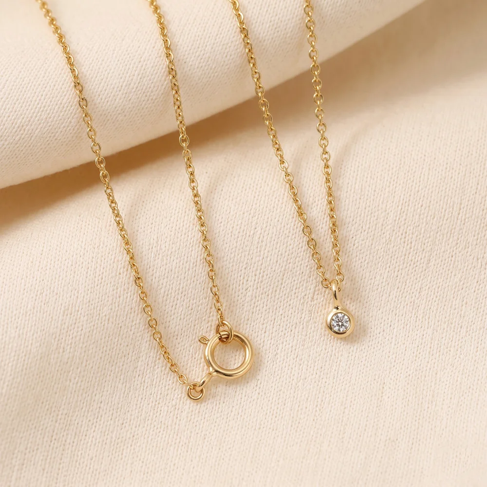 14KT Yellow Gold Lab Grown Diamond Solitaire Necklace 14KT Yellow Gold Lab Grown Diamond Solitaire Necklace