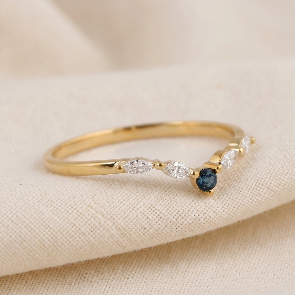 London Blue Topaz Yellow Gold Ring With Lab Grown Diamond