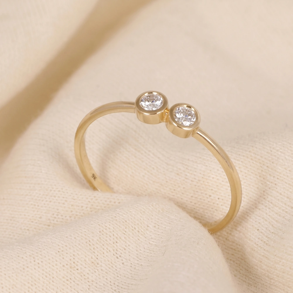 Eco Friendly Yellow Gold Delicate Ring With Lab Grown Diamond