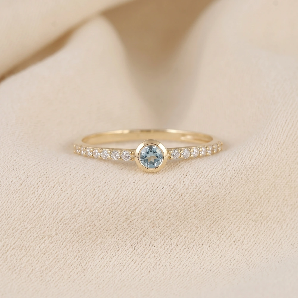 Yellow Gold Ring With Lab Grown Paraiba Tourmaline, Diamond
