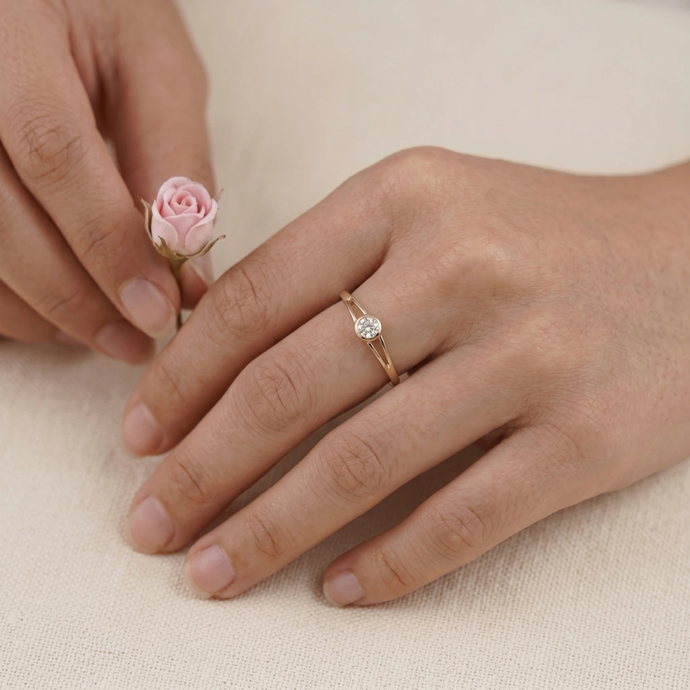 14Kt Gold Delicate Ring Wholesale With Lab Grown Diamond 14Kt Gold Delicate Ring Wholesale With Lab Grown Diamond
