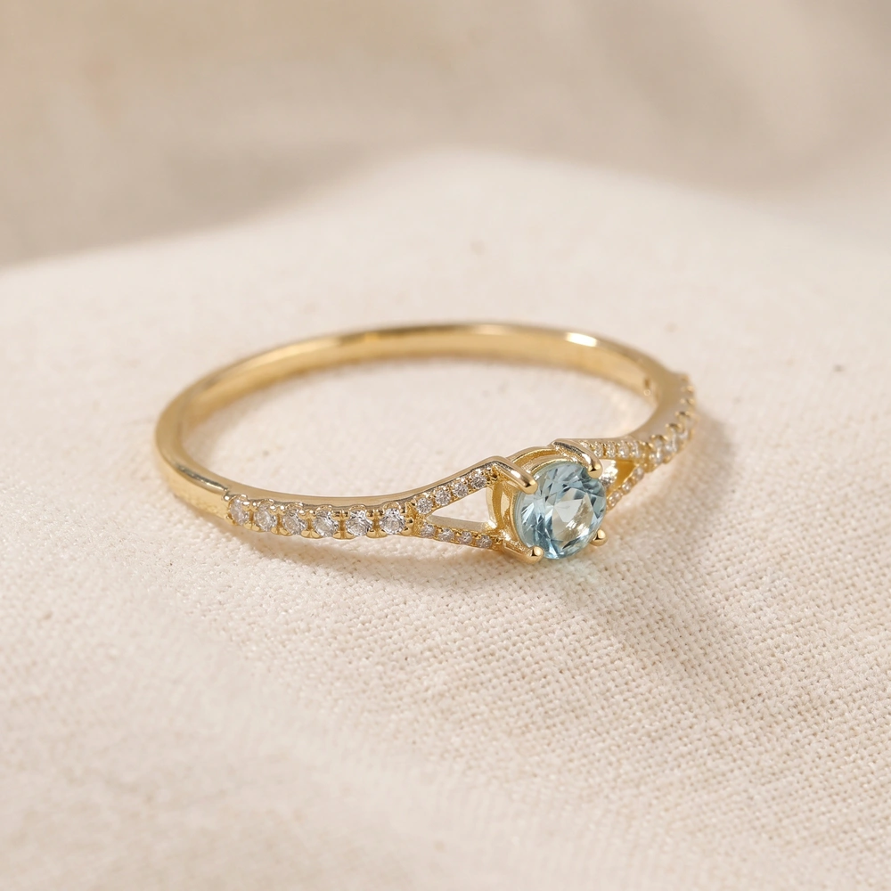 18Kt Gold Ring With Lab Grown Diamond, Paraiba Tourmaline