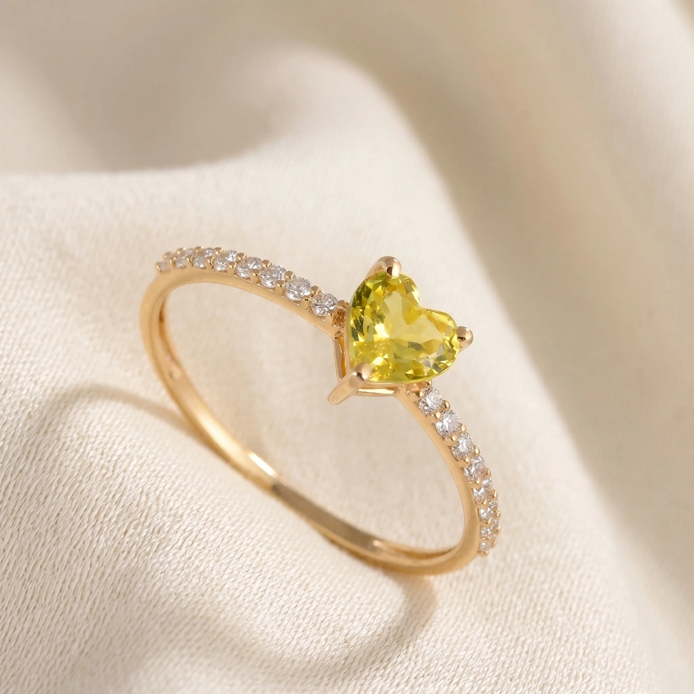 9Kt Gold Ring With Lab Grown Diamond And Yellow Sapphire